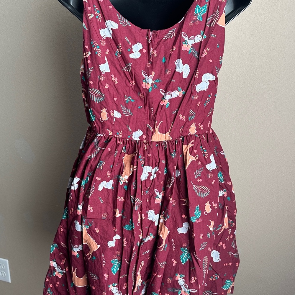 Modcloth Burgundy Woodland Creatures Dress - Picture 3 of 4